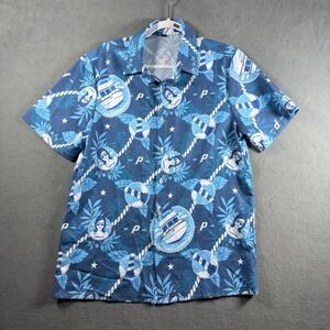 Progressive Flo Insurance Nautical Blue Short Sleeve Button Down Shirt Mens S